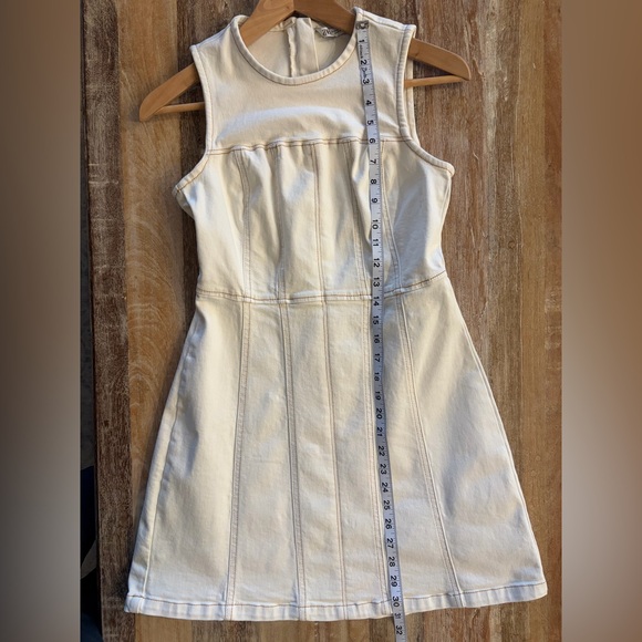 Zara Cream Stretch Denim Fit and Flare Mini Dress, Size XS - Picture 11 of 14